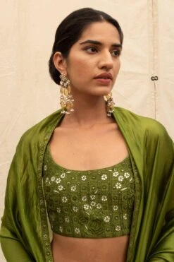 Punit Balana Olive Green Embellished Lehenga Set -Outlet Spiffy Fits Store 153sw6 5