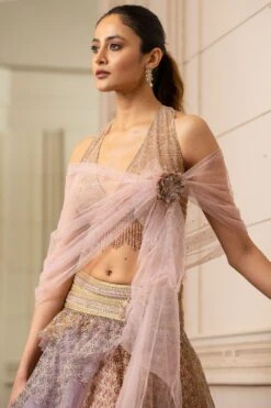Tarun Tahiliani Tulle Cascade Lehenga With Blouse And Drape -Outlet Spiffy Fits Store 153ttmj7 3 1
