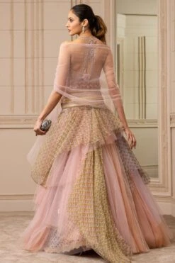 Tarun Tahiliani Tulle Cascade Lehenga With Blouse And Drape -Outlet Spiffy Fits Store 153ttmj7 4 1