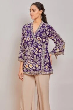 PATINE Purple Parsi Gara Embroidered Wrap Top -Outlet Spiffy Fits Store 15916 2