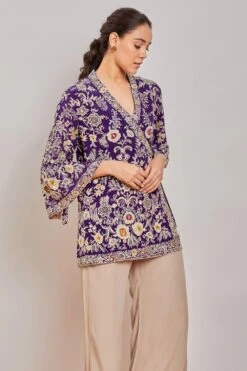 PATINE Purple Parsi Gara Embroidered Wrap Top -Outlet Spiffy Fits Store 15916 3