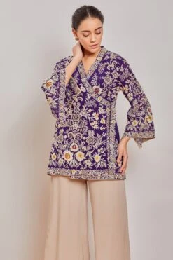 PATINE Purple Parsi Gara Embroidered Wrap Top -Outlet Spiffy Fits Store 15916 4