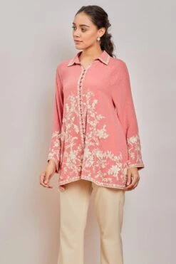 PATINE Pink Parsi Gara Embroidered Shirt -Outlet Spiffy Fits Store 15933 2