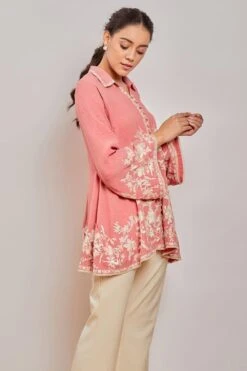 PATINE Pink Parsi Gara Embroidered Shirt -Outlet Spiffy Fits Store 15933 3