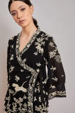PATINE Black Parsi Gara Embroidered Wrap Top -Outlet Spiffy Fits Store 15961 5