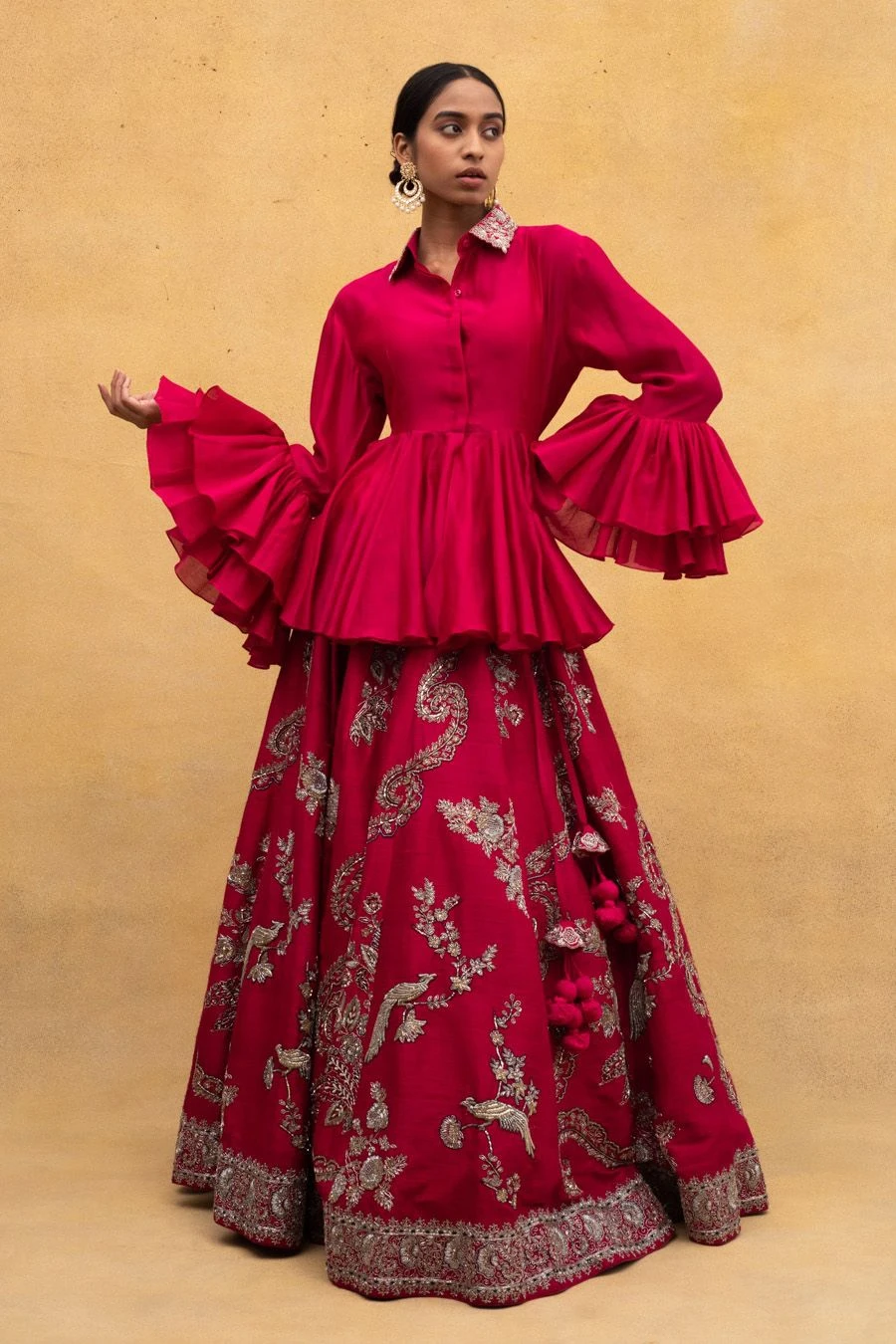 Jayanti Reddy Pink Peplum Top With A Zardosi Embroidered Collar 2 Jayanti Reddy Pink Peplum Top With A Zardosi Embroidered Collar - Image 2