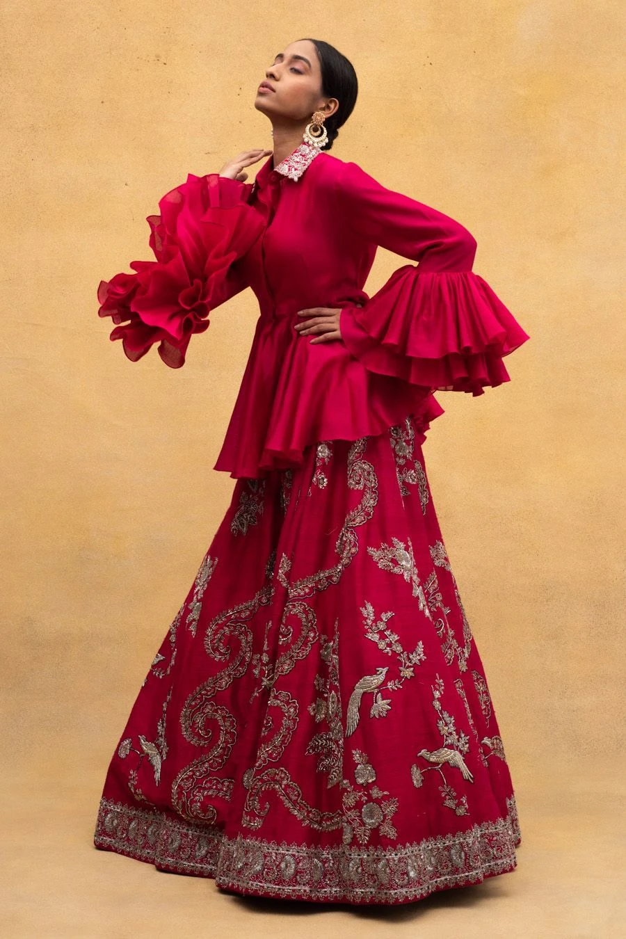 Jayanti Reddy Pink Peplum Top With A Zardosi Embroidered Collar 3 Jayanti Reddy Pink Peplum Top With A Zardosi Embroidered Collar - Image 3