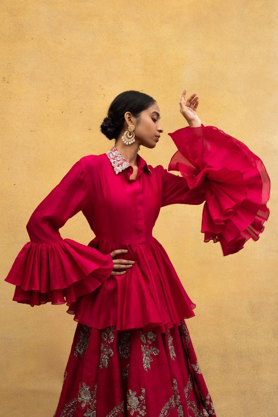 Jayanti Reddy Pink Peplum Top With A Zardosi Embroidered Collar 4 Jayanti Reddy Pink Peplum Top With A Zardosi Embroidered Collar - Image 4