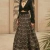 Ridhima Bhasin Black Chevron Embroidered Lehenga Set
