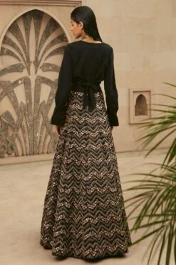Ridhima Bhasin Black Chevron Embroidered Lehenga Set -Outlet Spiffy Fits Store 165rb22 3