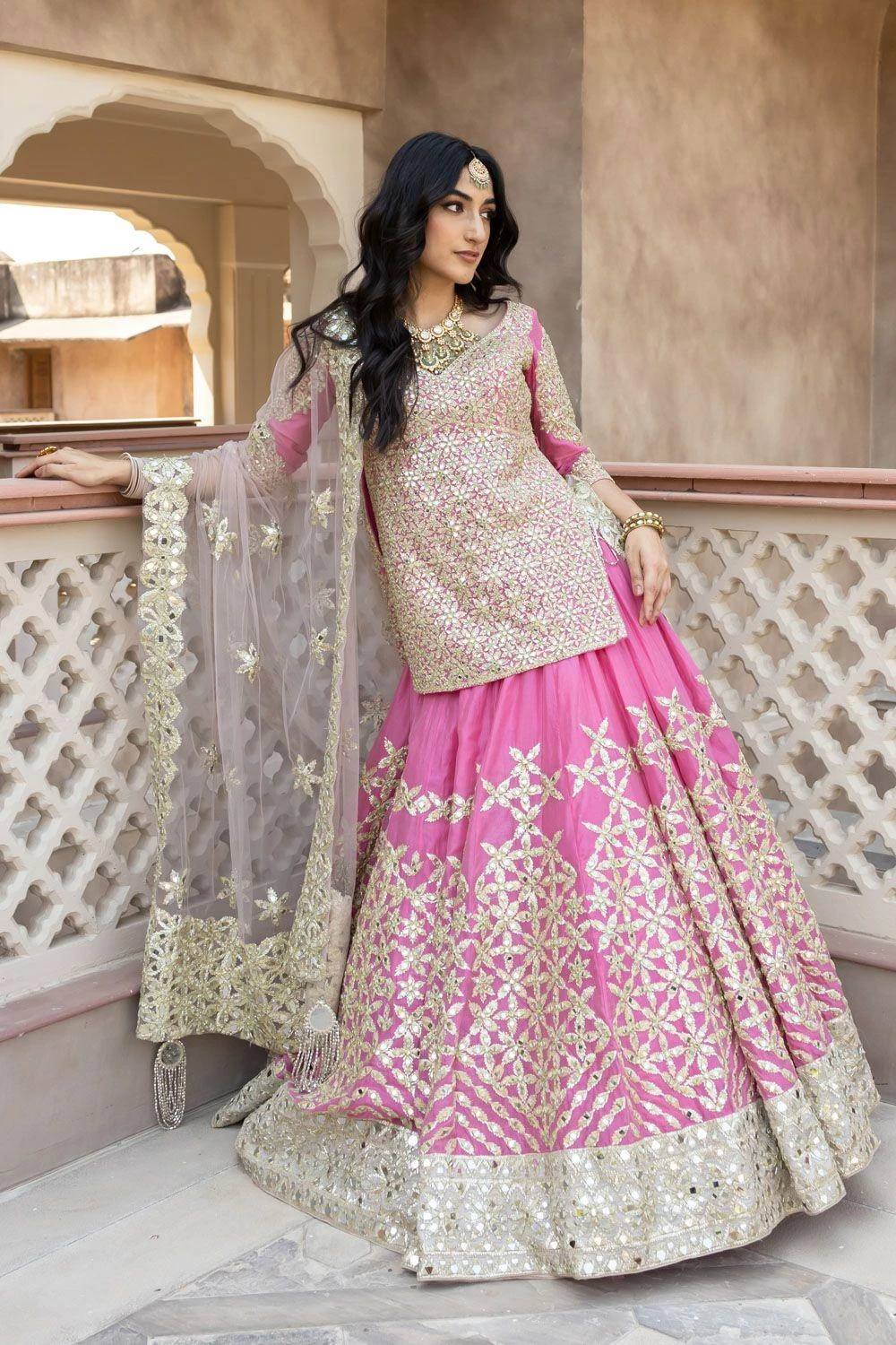 Abhinav Mishra Pink Gota Embellished Lehenga Set 2 Abhinav Mishra Pink Gota Embellished Lehenga Set - Image 2