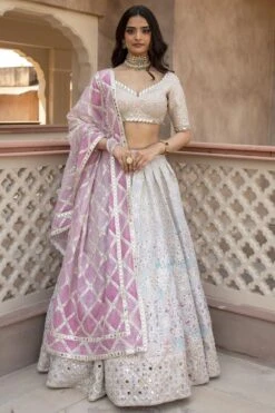 Abhinav Mishra Pink Mirror Embellished Lehenga Set