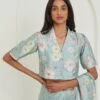 Surmaye Amore Sage-Green Mulberry Silk Blouse