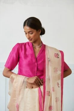 Surmaye Panache Pink Mulberry Silk Blouse