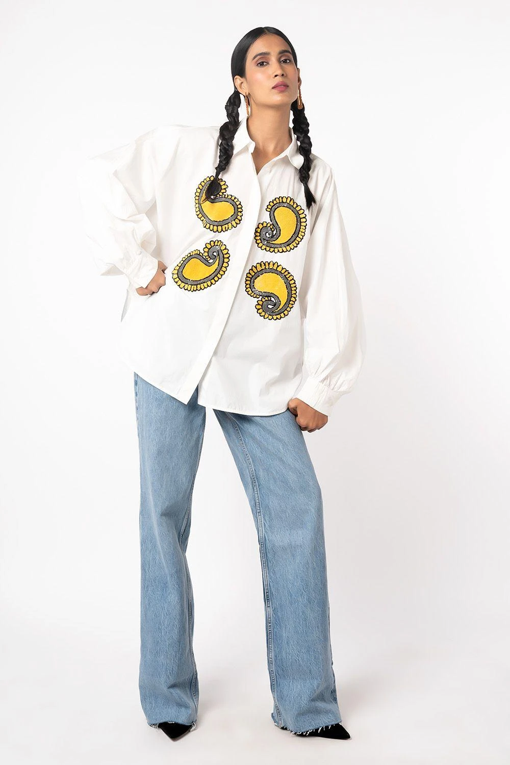 Dhruv Kapoor Hand Embroidered Batwing Sleeve Shirt 1 Dhruv Kapoor Hand Embroidered Batwing Sleeve Shirt