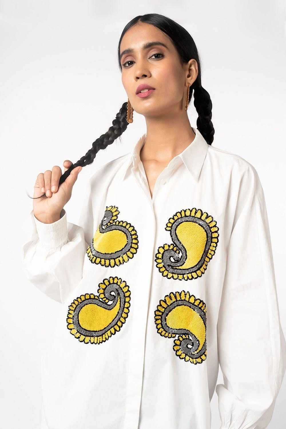 Dhruv Kapoor Hand Embroidered Batwing Sleeve Shirt 4 Dhruv Kapoor Hand Embroidered Batwing Sleeve Shirt - Image 4