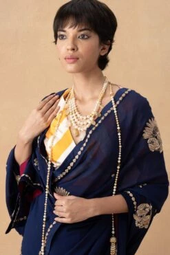 Kshitij Jalori Mustard Striped Blouse