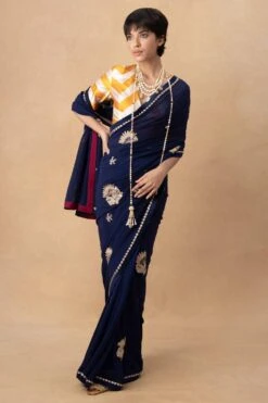 Kshitij Jalori Mustard Striped Blouse -Outlet Spiffy Fits Store 171023bs38 3