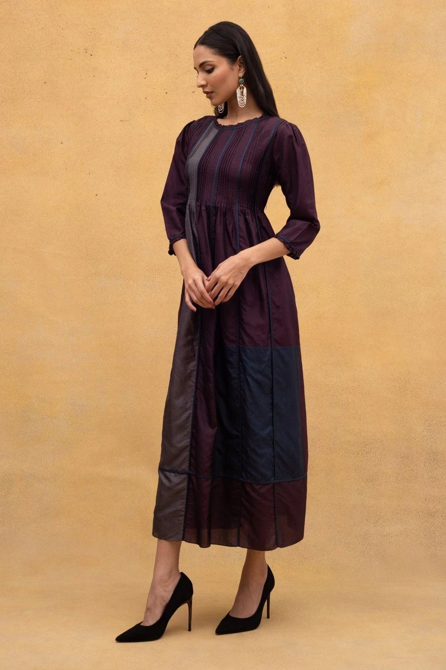 SWGT Wine Shell Tucked Dress 2 SWGT Wine Shell Tucked Dress - Image 2