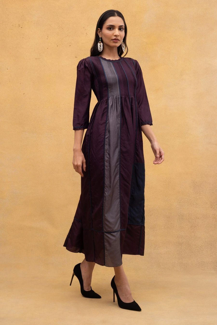 SWGT Wine Shell Tucked Dress 3 SWGT Wine Shell Tucked Dress - Image 3