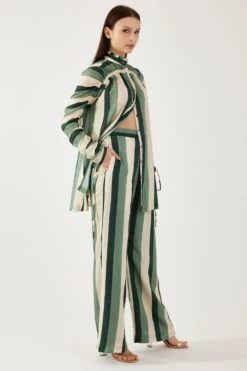 KoAi Beige & Green Smocked Sleeve Shirt -Outlet Spiffy Fits Store 17723koia2 3 1