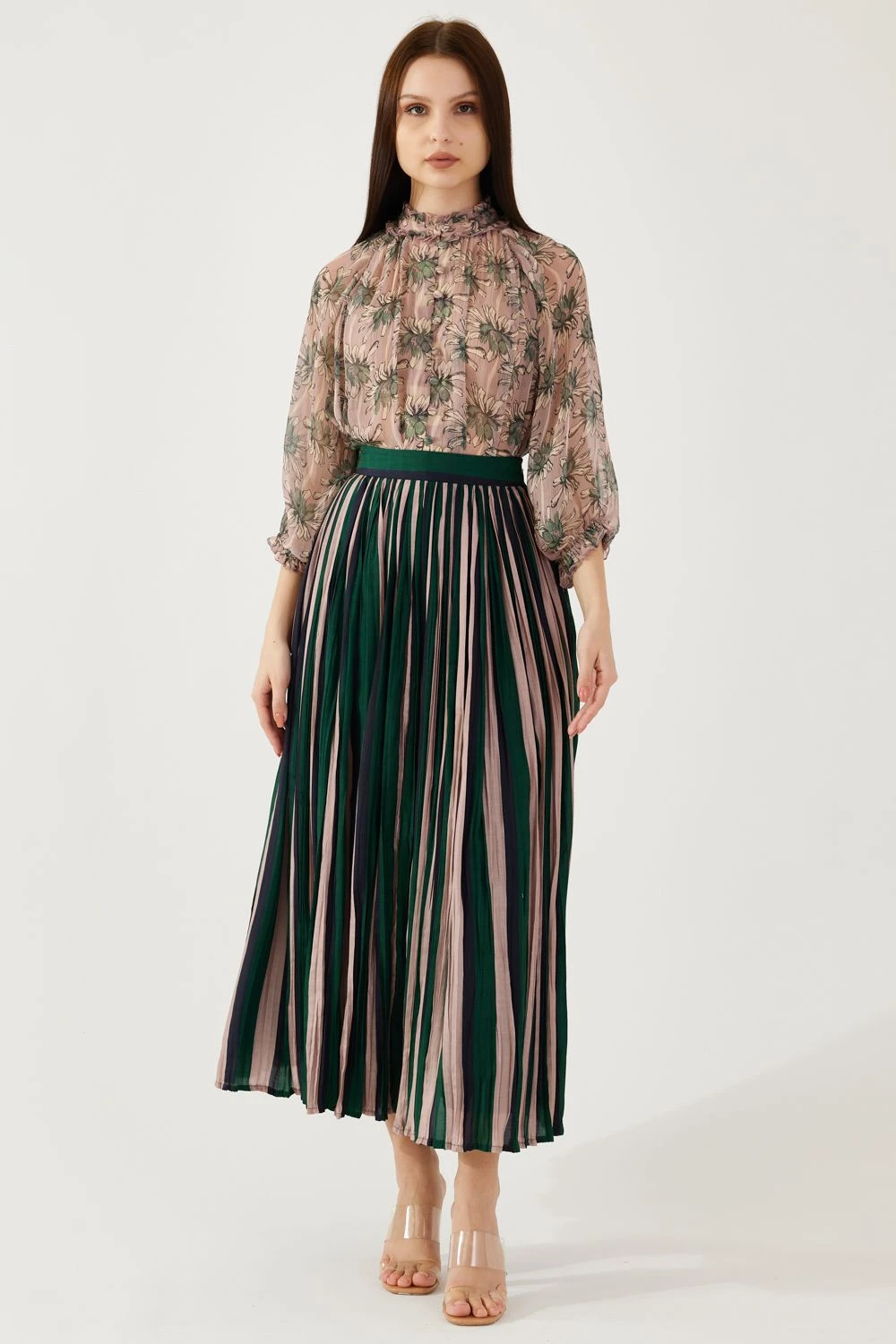 KoAi Peach And Olive Floral Top 1 KoAi Peach And Olive Floral Top