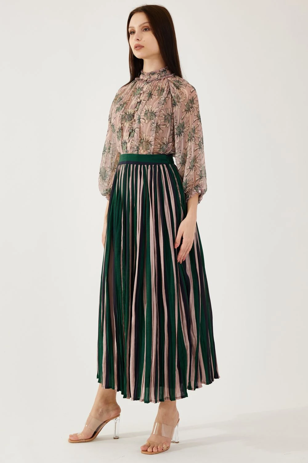 KoAi Peach And Olive Floral Top 2 KoAi Peach And Olive Floral Top - Image 2