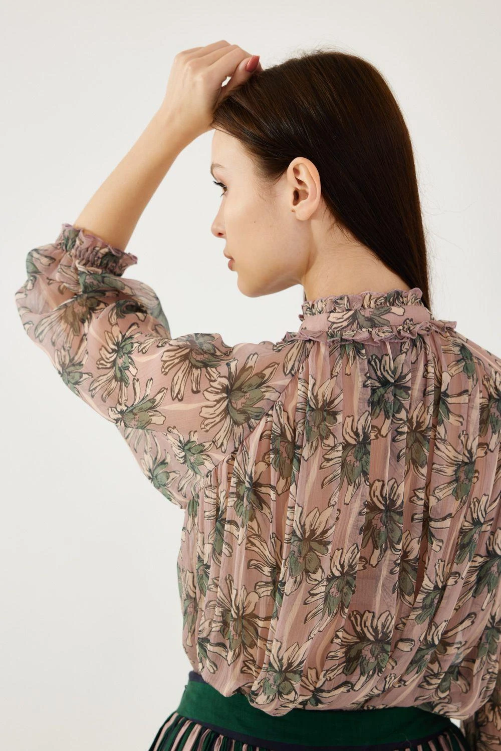 KoAi Peach And Olive Floral Top 5 KoAi Peach And Olive Floral Top - Image 5
