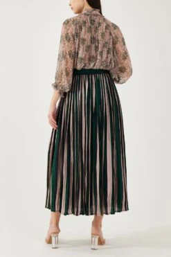 KoAi Green And Black Stripe Crinkled Skirt -Outlet Spiffy Fits Store 17723koia9 5