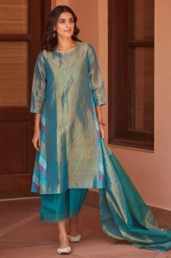 OhFab Aqua Malhari Handwoven Silk Pants