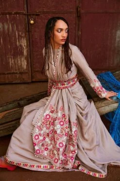 SVA Grey Floral Embellished Lehenga Set