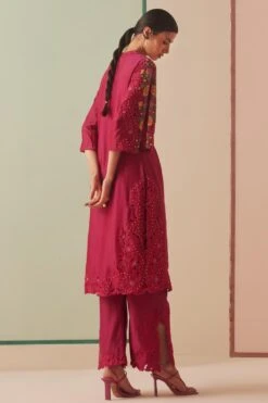 Chandrima Fuchsia Cutwork Straight Pants -Outlet Spiffy Fits Store 18092023ca04 3