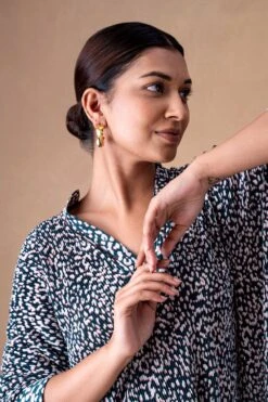 431-88 By Shweta Kapur Earthy Green Delilah Printed Top -Outlet Spiffy Fits Store 181244318806 4