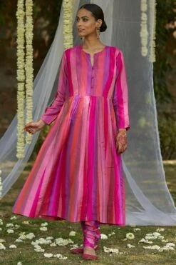 OhFab Pink Pacharanga Silk Churidar