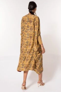 Divya Sheth Mustard Hand-block Printed Kaftan -Outlet Spiffy Fits Store 184dy18 5