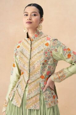 Debyani Green Floral Embellished Jacketed Lehenga Set -Outlet Spiffy Fits Store 18923di5 4