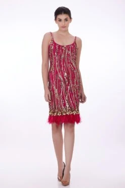 Dilnaz Roseate Pink Sequin Adorned Flapper Dress