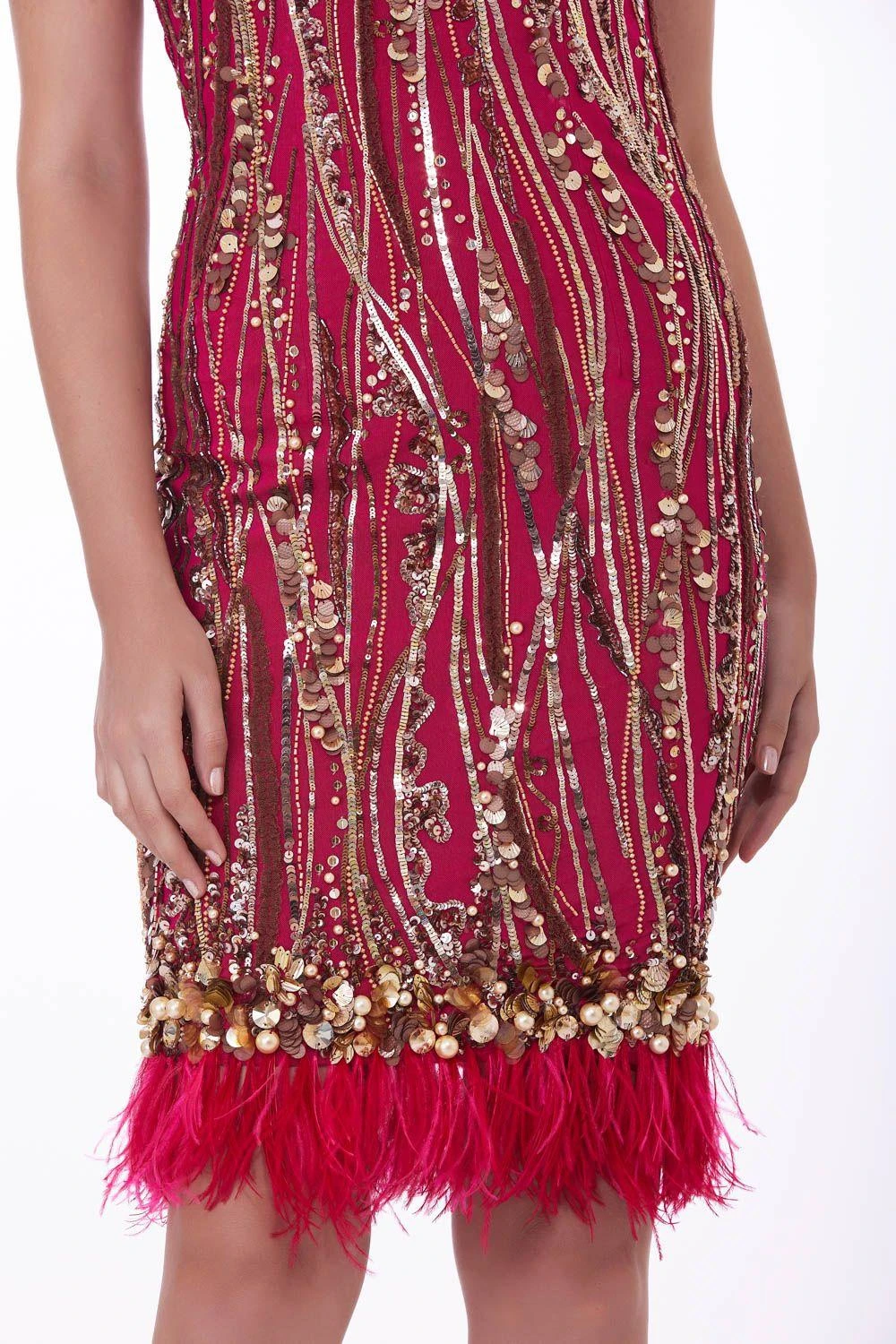 Dilnaz Roseate Pink Sequin Adorned Flapper Dress 2 Dilnaz Roseate Pink Sequin Adorned Flapper Dress - Image 2