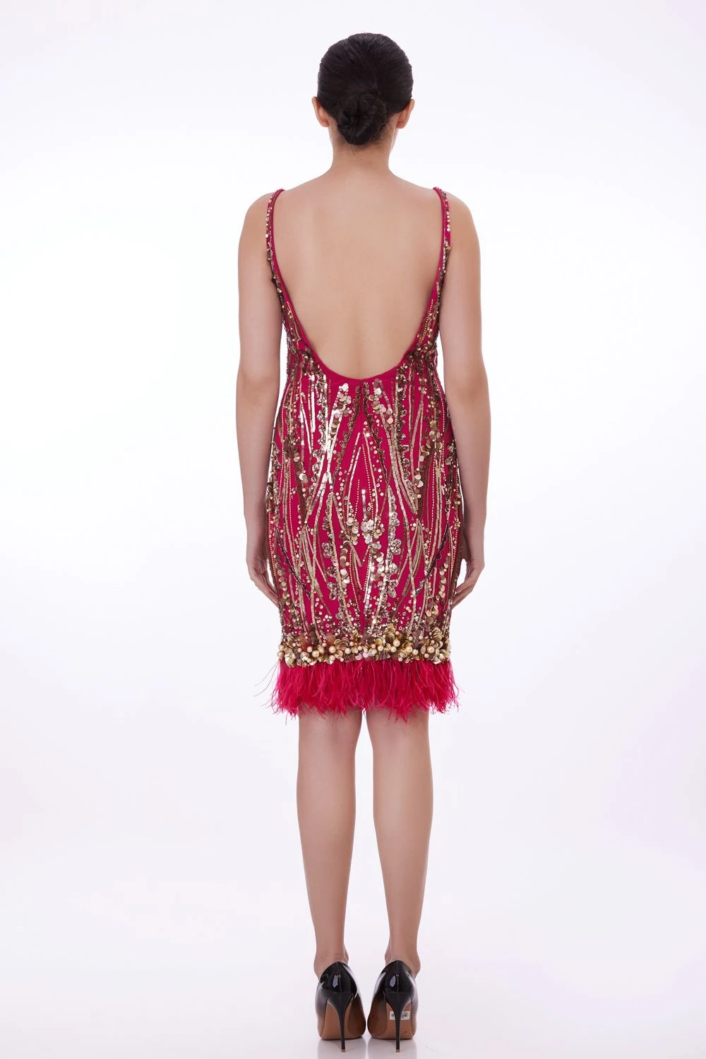 Dilnaz Roseate Pink Sequin Adorned Flapper Dress 3 Dilnaz Roseate Pink Sequin Adorned Flapper Dress - Image 3