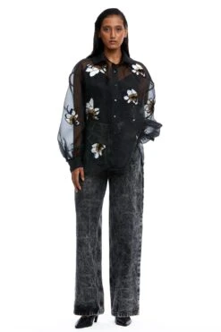 Kanika Goyal Label Clover Scatter Embellished Organza Shirt