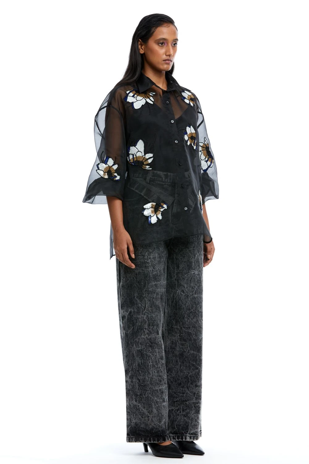 Kanika Goyal Label Clover Scatter Embellished Organza Shirt 2 Kanika Goyal Label Clover Scatter Embellished Organza Shirt - Image 2