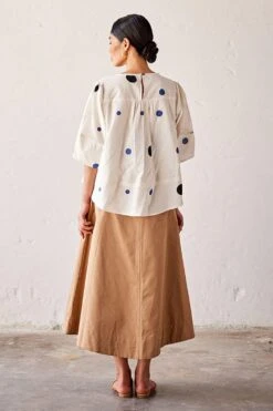 Khara Kapas Off-white Polka Printed Blouse 7 Khara Kapas Off-white Polka Printed Blouse -Outlet Spiffy Fits Store 19923kk28 4