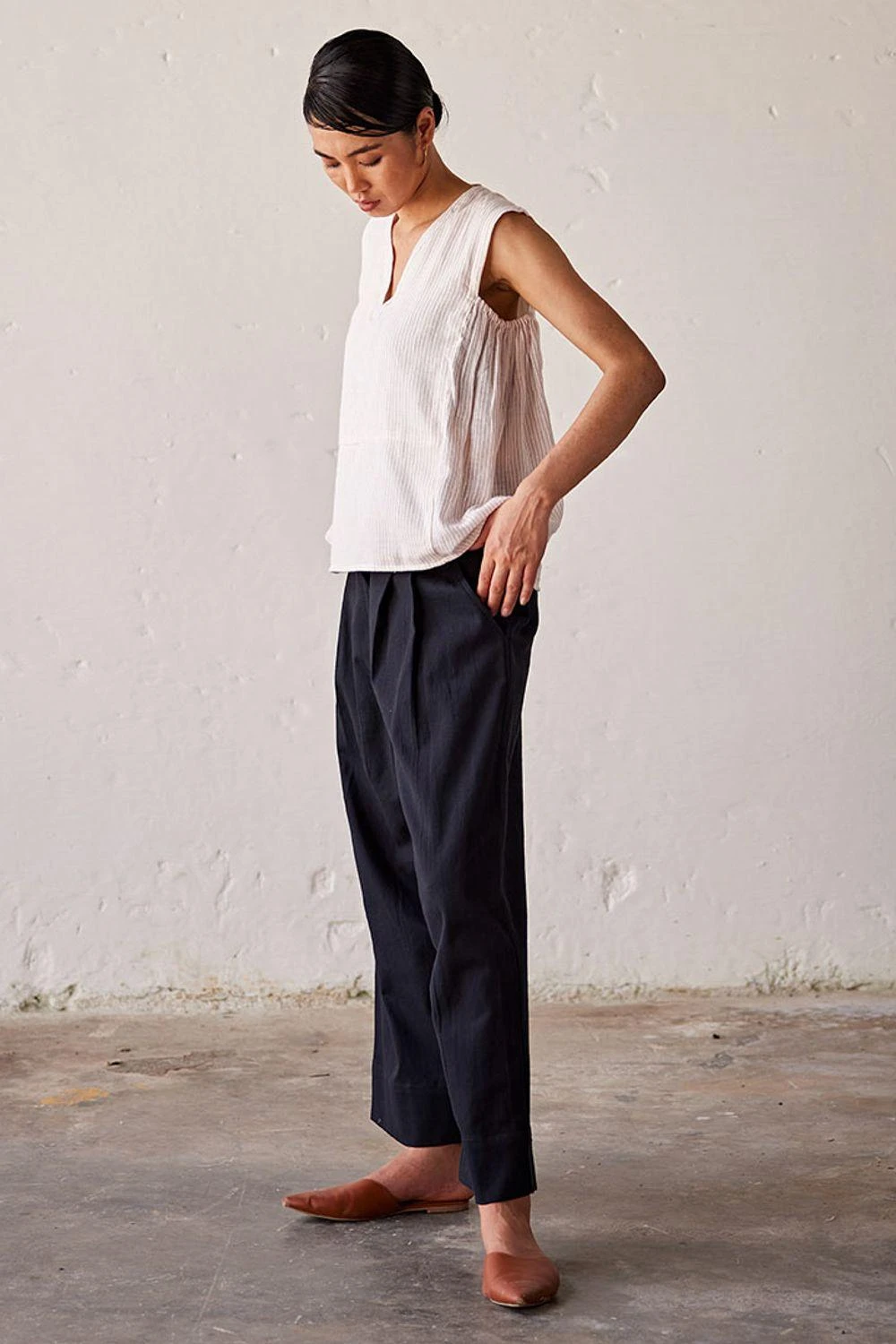 Khara Kapas Off White Striped Blouse 2 Khara Kapas Off White Striped Blouse - Image 2