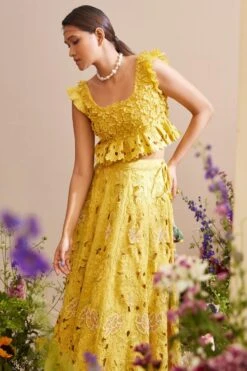 Chandrima Yellow Tonal Cutwork Lehenga -Outlet Spiffy Fits Store 20032023ca07 4