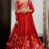 Ridhi Mehra Red Floral Printed Lehenga Set With Embroidery