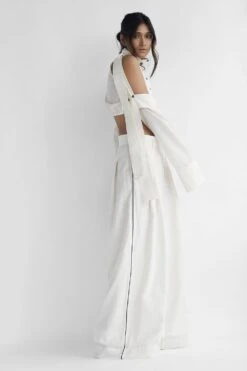 Chola White Crop Shirt With Detachable Sleeves -Outlet Spiffy Fits Store 206cho2 3