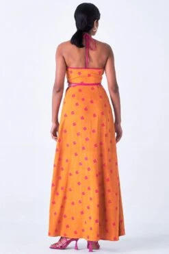Little Things Orange Halter Neck Tie Up Dress -Outlet Spiffy Fits Store 209lt12 5