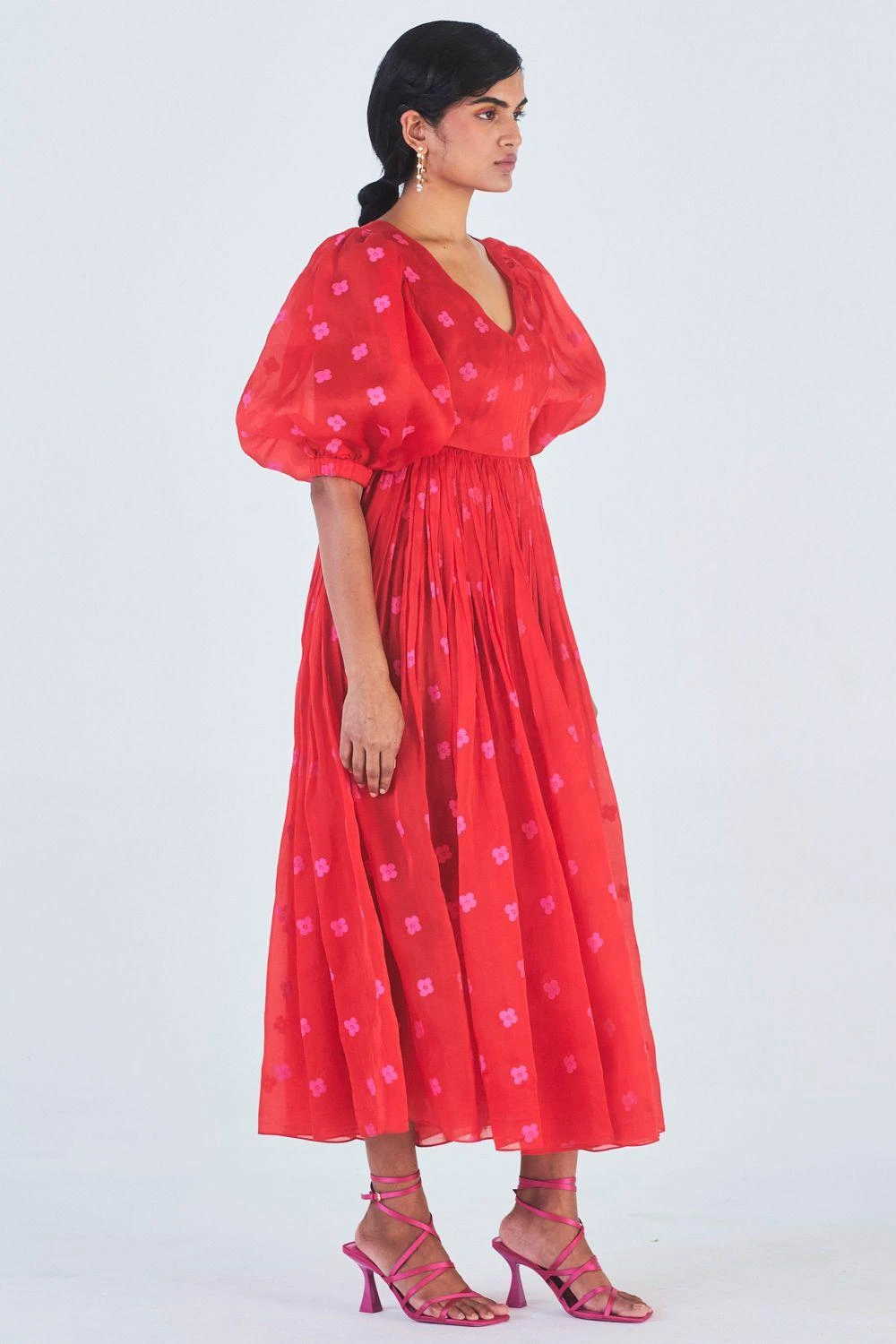 Little Things Red Printed Dress With Balloon Sleeves 2 Little Things Red Printed Dress With Balloon Sleeves - Image 2