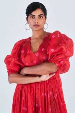 Little Things Red Printed Dress With Balloon Sleeves 7 Little Things Red Printed Dress With Balloon Sleeves -Outlet Spiffy Fits Store 209lt3 3