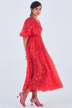 Little Things Red Printed Dress With Balloon Sleeves 8 Little Things Red Printed Dress With Balloon Sleeves -Outlet Spiffy Fits Store 209lt3 4